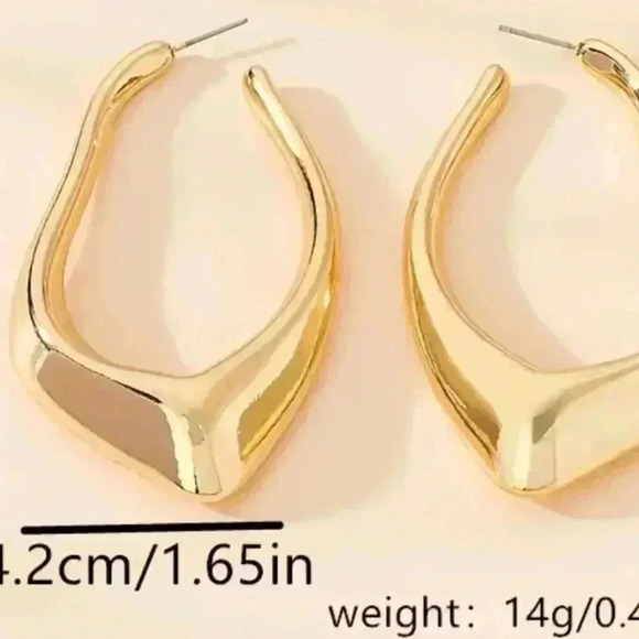 (2 for $12) Women's U-Shaped Earrings 14K Gold Plated Earrings Jewerly - Picture 3 of 8